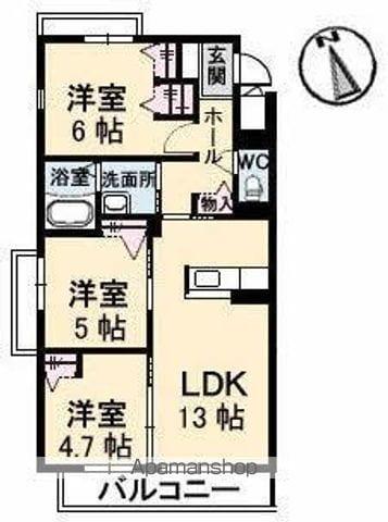 エルミタージュ3番館(3LDK/1階)の間取り写真
