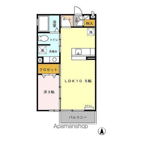 ルーエ三本柳 A/B(1LDK/2階)の間取り写真