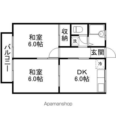 ハイツタカハシⅠ(2DK/2階)の間取り写真
