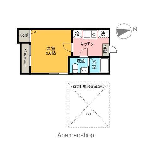 フォービエン川西(1K/2階)の間取り写真