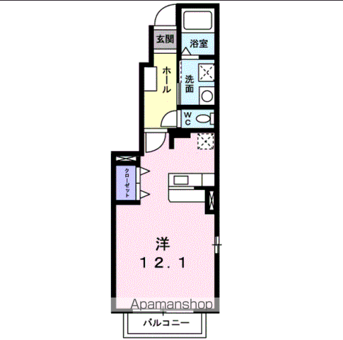 ベルフローラ1(ワンルーム/1階)の間取り写真