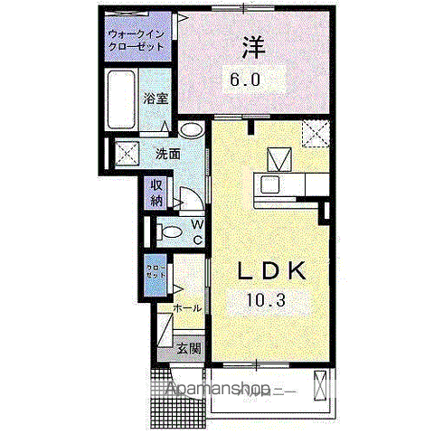 ルミウスⅡ A(1LDK/1階)の間取り写真