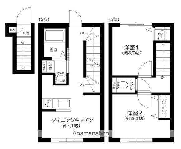 ソルナクレイシア大森Ⅱ(2DK/2階)の間取り写真