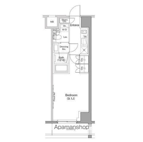 ザ・パークハビオ恵比寿プレイス(1K/3階)の間取り写真