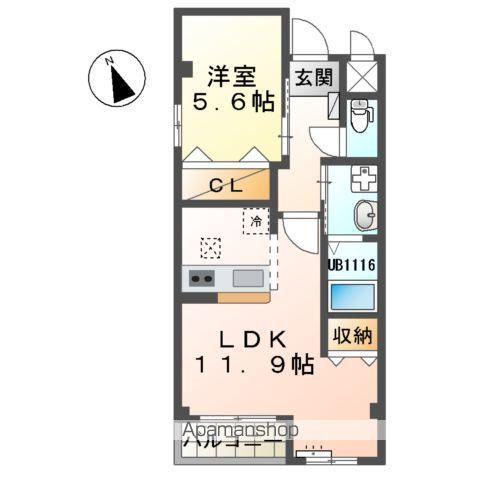 フェリーチェ瑞穂(1LDK/1階)の間取り写真