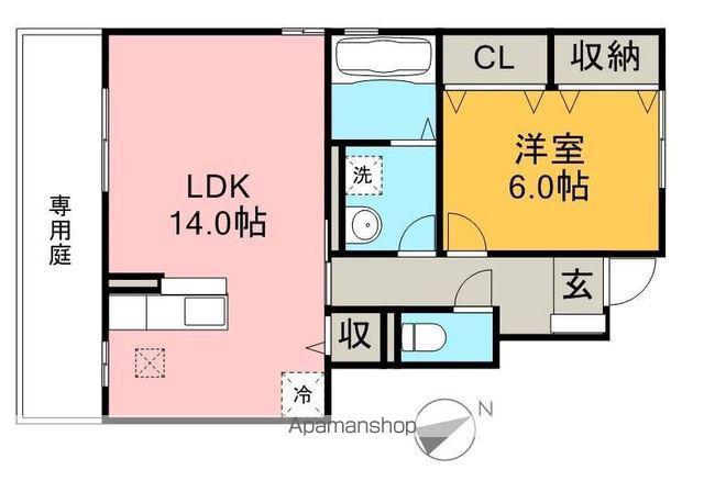 グランヴィアⅡ(1LDK/1階)の間取り写真