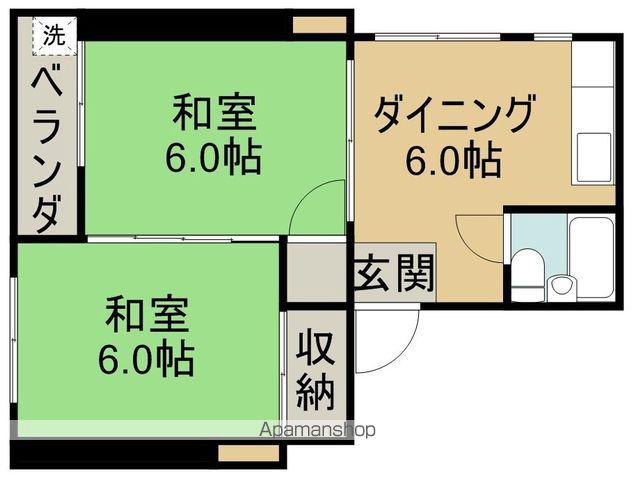 サンハイツ岡田町(2DK/3階)の間取り写真