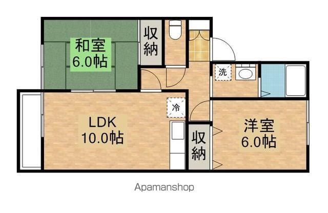 ルトゥール札元(2LDK/1階)の間取り写真