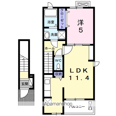 リバーコート Ⅱ(1LDK/2階)の間取り写真