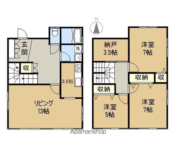 ハピラインふくい 福井駅(福井) バス乗車時間:20分 若杉第2バス停で下車 徒歩8分 2階建 築24年(3SLDK)の間取り写真