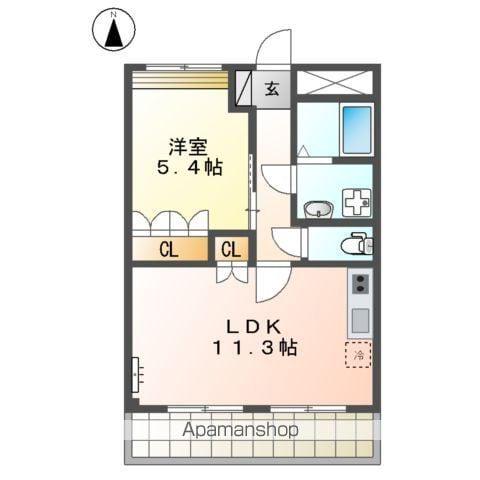 ハイツルーエン(1LDK/2階)の間取り写真