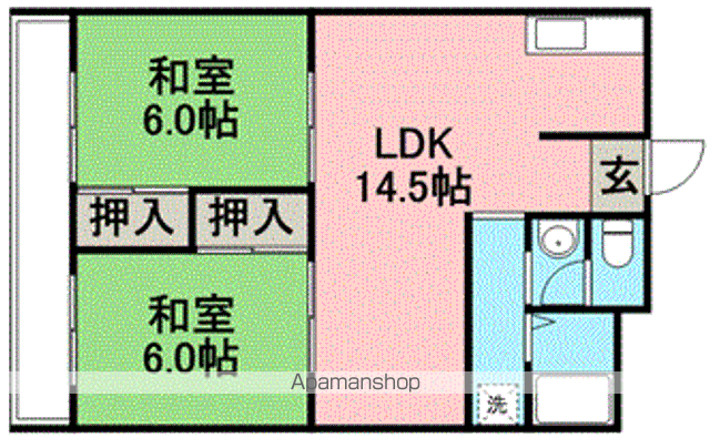 サンハイツ高辻(2LDK/3階)の間取り写真