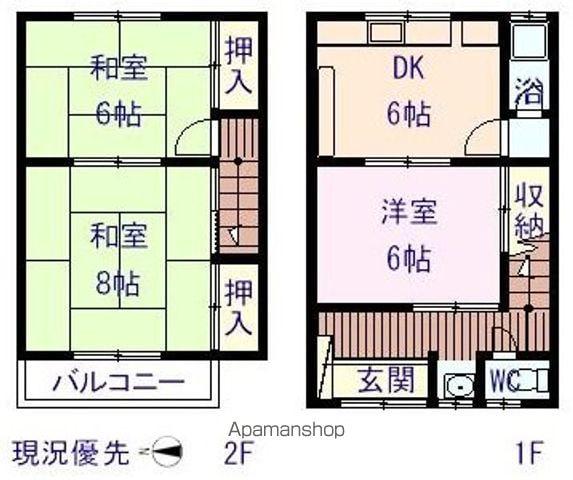 山陽本線 尾道駅 徒歩10分 2階建 築49年(3DK)の間取り写真