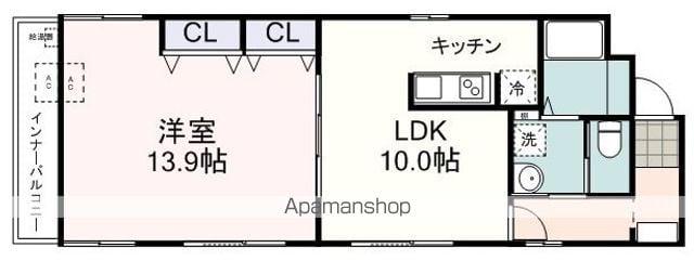 グランデクレシタ鷹匠(1LDK/3階)の間取り写真