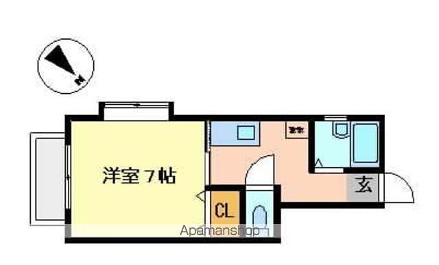 サントロぺB(1K/1階)の間取り写真