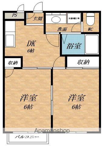 リバーフィールドA(2DK/2階)の間取り写真