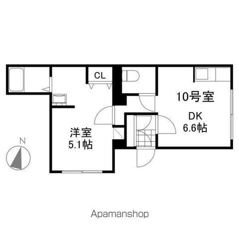 キングパレスⅤ A棟(1DK/2階)の間取り写真
