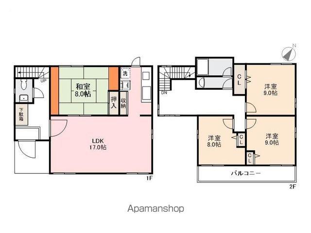 高松琴平電鉄琴平線 三条駅(高松) 徒歩4分 2階建 築41年(4LDK)の間取り写真