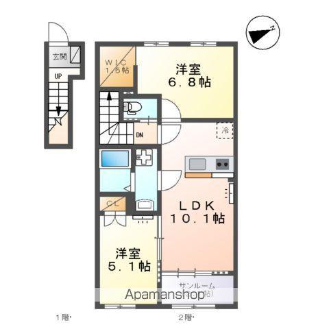 PLAINE掛尾(2LDK/2階)の間取り写真