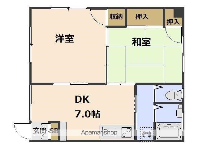立山ビル(2DK/2階)の間取り写真