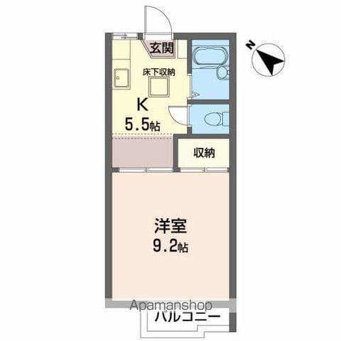 サンライト(1K/1階)の間取り写真