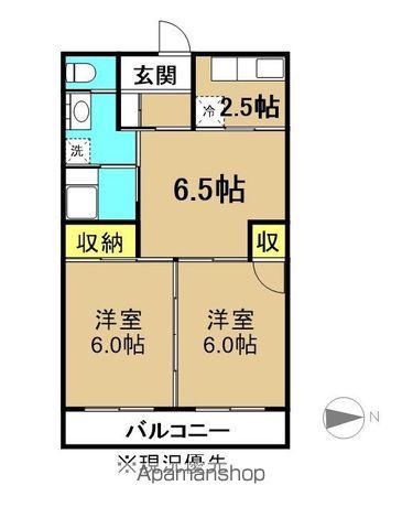 MARUCO NIHONMATU(2DK/6階)の間取り写真