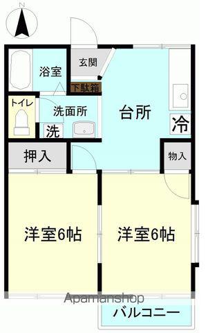 アーバンハイツⅠ(2DK/1階)の間取り写真