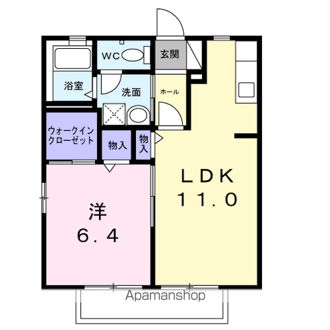 ピエス赤井D(1LDK/1階)の間取り写真