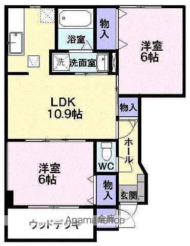 さくらヶ丘A棟(2LDK/1階)の間取り写真