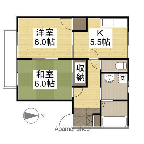 ハニーハイツ6号棟(2K/2階)の間取り写真