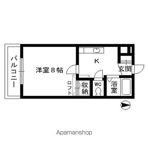 アラモード八乙女Ⅱ(1K/2階)の間取り写真