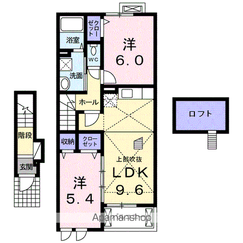 アバンツァートⅡ(2LDK/2階)の間取り写真