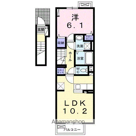 クリスタル ピア(1LDK/2階)の間取り写真