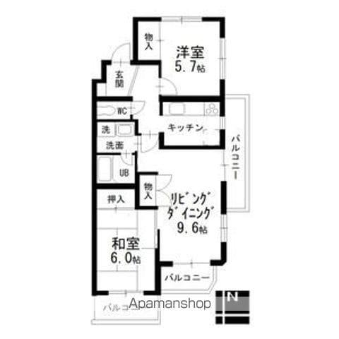 ヒルトップ東山(2LDK/2階)の間取り写真