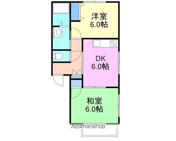 グリーンリーフⅡ(2DK/2階)の間取り写真