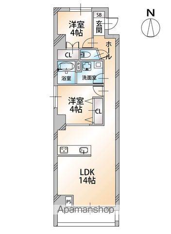 唐人荘(2LDK/3階)の間取り写真