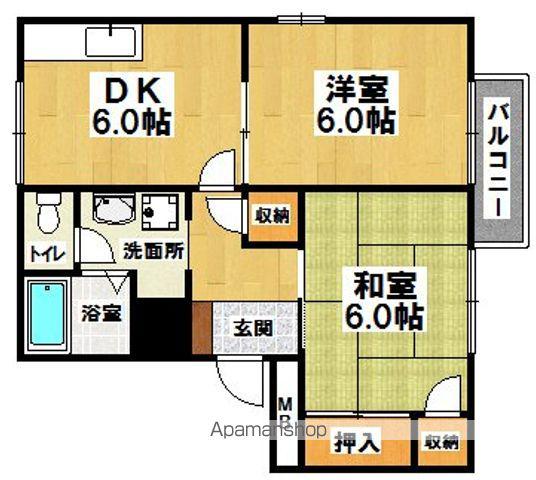 フォーレス千代田(2DK/2階)の間取り写真