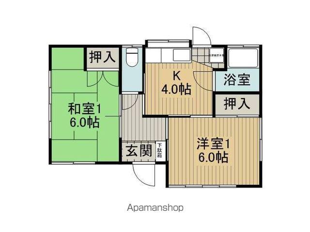 中央本線 下諏訪駅 徒歩31分 1階建 築55年(2K)の間取り写真