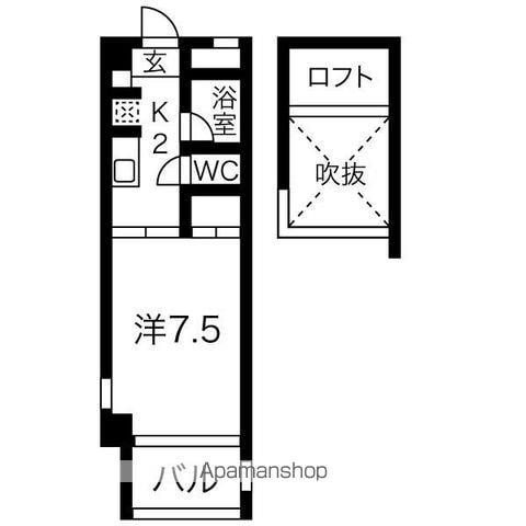 クレイタスパーク2(1K/3階)の間取り写真