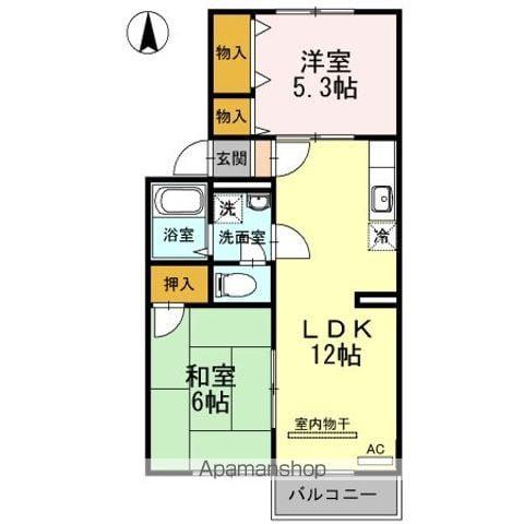 オレンジハウスA(2LDK/2階)の間取り写真