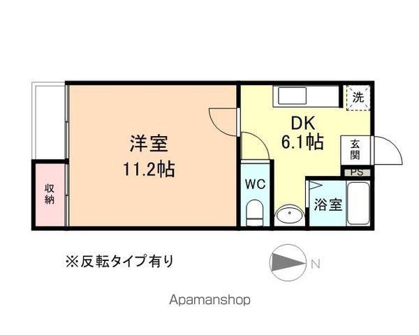 ティーハウスⅠ(1DK/1階)の間取り写真
