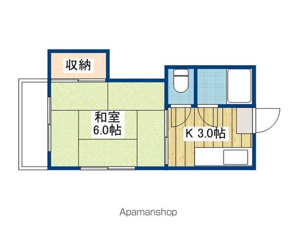 コーポ万亀 B棟(1K/1階)の間取り写真