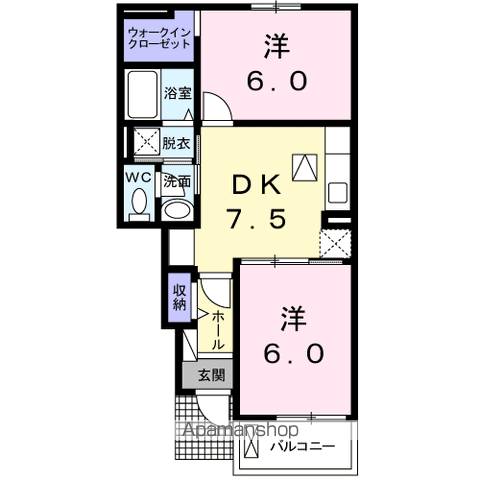 シエル・エトワレ1(2DK/1階)の間取り写真