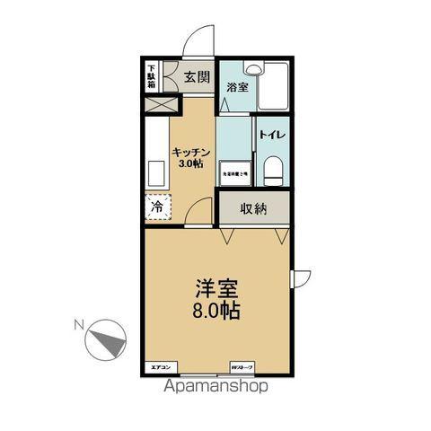 ベルシティ大矢沢C(1K/1階)の間取り写真