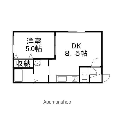 ライズフラット(1DK/2階)の間取り写真