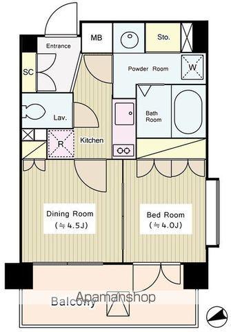 コートラクリア京橋(1DK/9階)の間取り写真