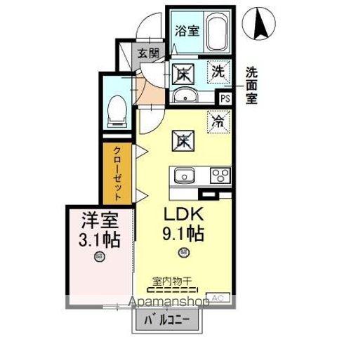 グラン コンフォレア(1LDK/1階)の間取り写真