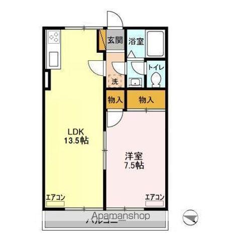ヴェルデめいわB(1LDK/1階)の間取り写真