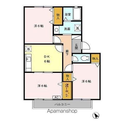 エーデルハイムDEF(3DK/2階)の間取り写真