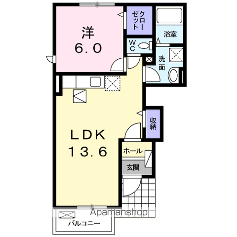 アプリコット(1LDK/1階)の間取り写真